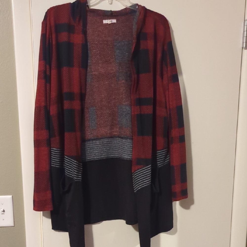 Plaid Red and Black Women's Sweater